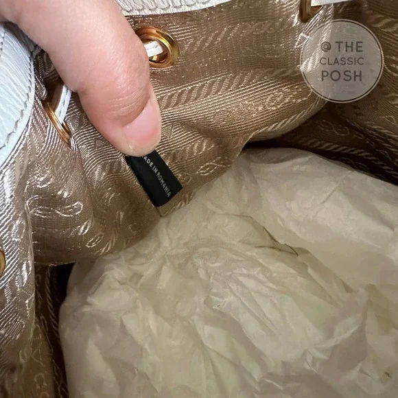 NEW Prada Jacquard Logo Bucket White Trim Canvas Tote Crossbody Bag - Picture 8 of 11